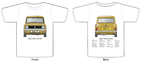 Mini 1275 GT 1969-74 T-shirt Front & Back